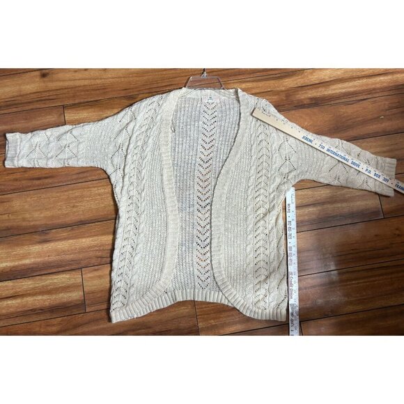 Pink Republic Beige Open-Front Knit Cardigan Sweater Women's Small Neutral Light - Picture 6 of 10